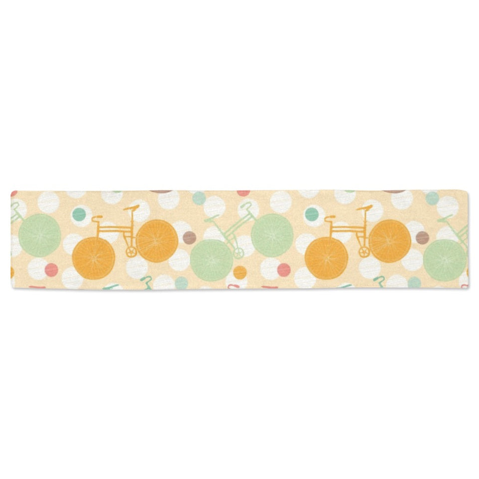 Bicycle Pattern Print Design 01 Table Runner