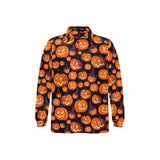 Halloween Pumpkin pattern Men's Long Sleeve Polo Shirt