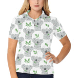 Hand drawn Koala leaves pattern Women's All Over Print Polo Shirt