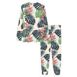 heliconia flowers, palm and monstera leaves Women's All Over Print Pajama Set