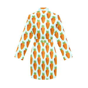 Carrot Pattern Print Design 03 Women's Long Sleeve Belted Night Robe