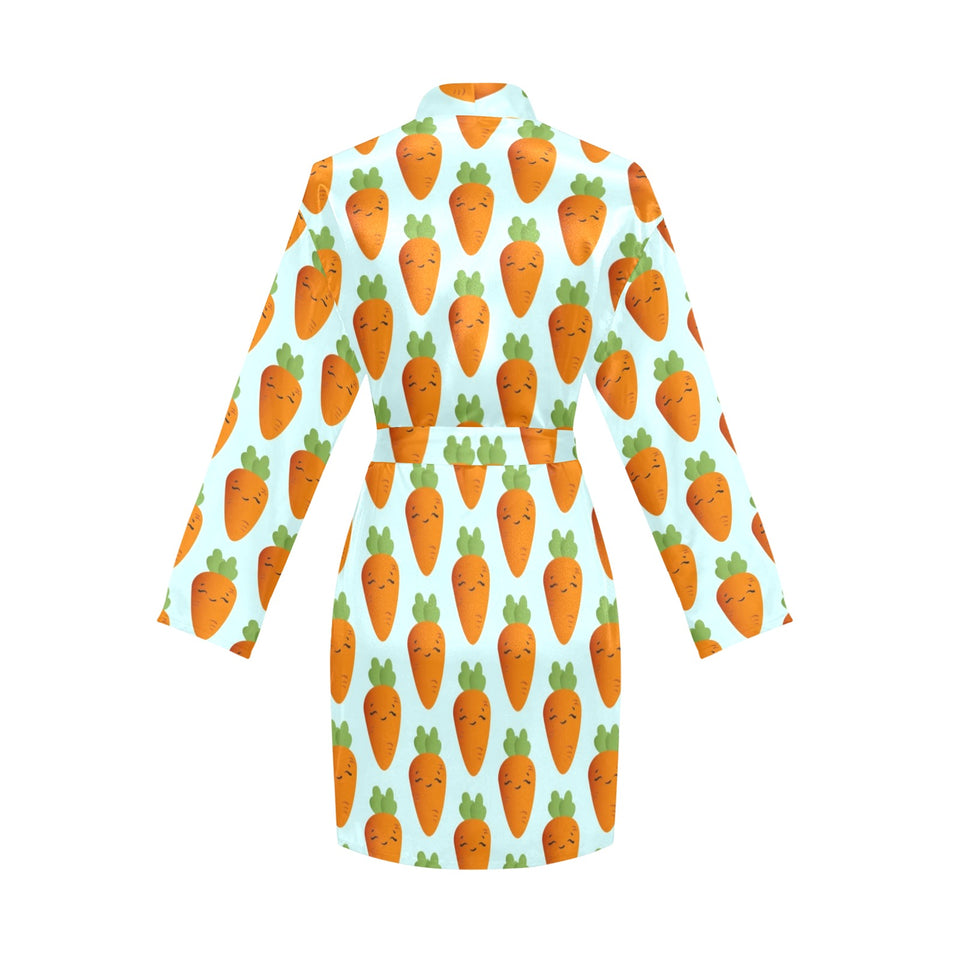 Carrot Pattern Print Design 03 Women's Long Sleeve Belted Night Robe