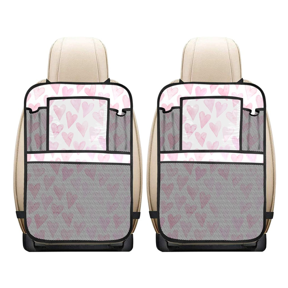 Watercolor pink heart pattern Car Seat Back Organizer