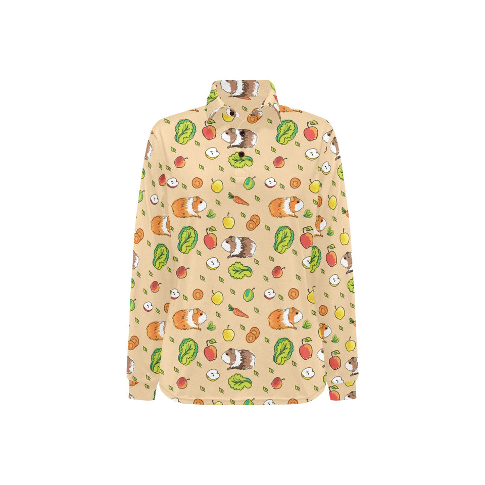 Guinea Pig Pattern Print Design 05 Women's Long Sleeve Polo Shirt