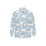 Cute polar bears Christmas decoration pattern Men's Long Sleeve Polo Shirt