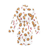 peanuts pattern background Women's Long Sleeve Belted Night Robe