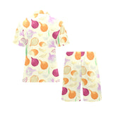 Onion garlic white red pattern Men's V-Neck Short Pajama Set