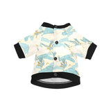 Bonsai bamboo stork japanese pattern cream theme All Over Print Pet Dog Round Neck Fuzzy Shirt
