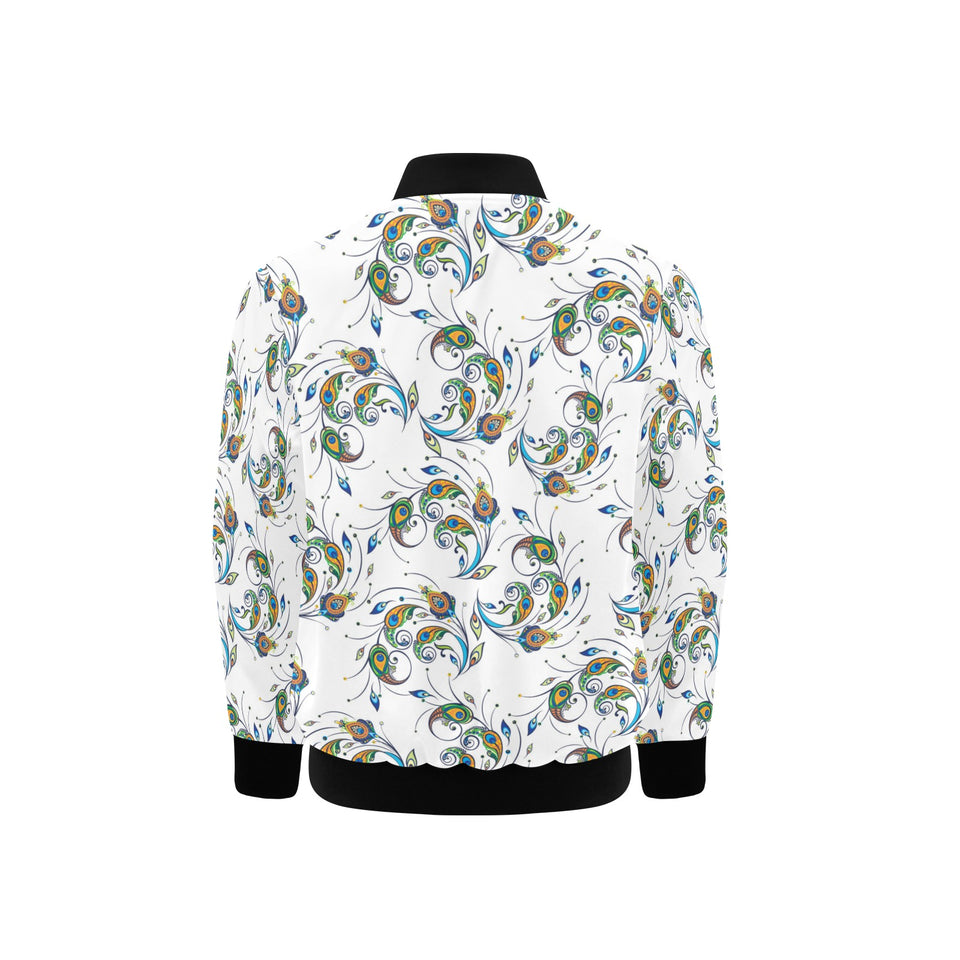 Peacock feather pattern Kids' Boys' Girls' Bomber Jacket