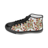 Red tulips and daffodils pattern Women's High Top Canvas Shoes Black