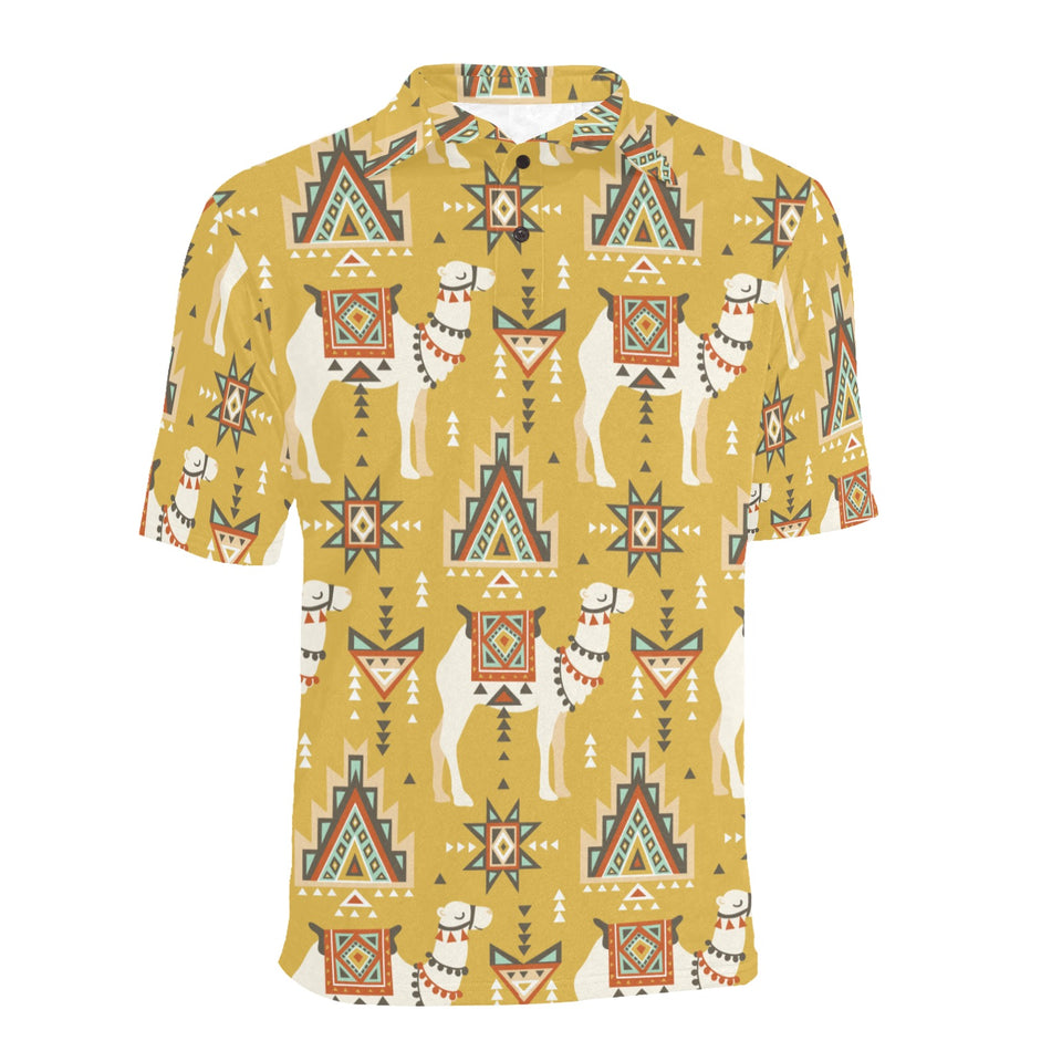 Camels ethnic motif pattern Men's All Over Print Polo Shirt