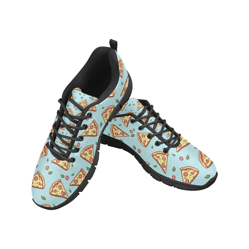 Hand drawn pizza blue background Women's Sneaker Shoes