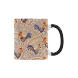 Cute rooster chicken cock floral ornament backgrou Morphing Mug Heat Changing Mug