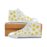 Sun pattern Women's High Top Canvas Shoes White