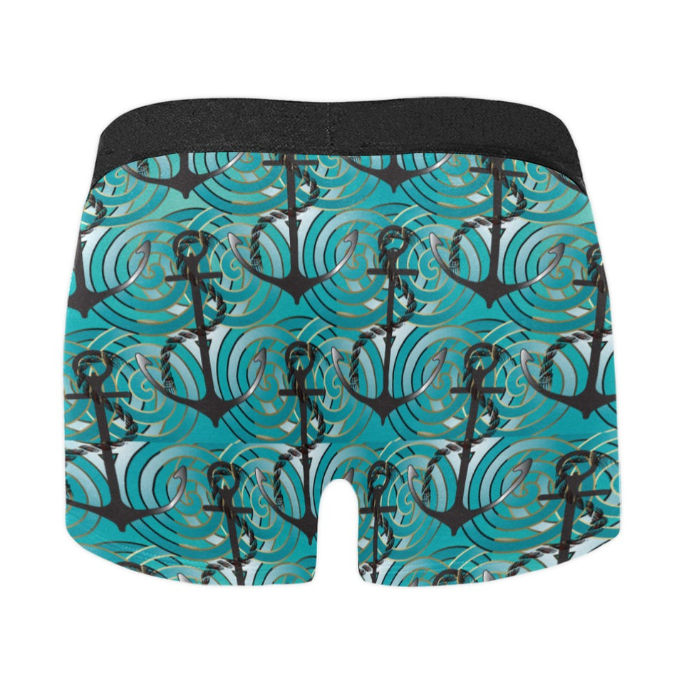 Anchor nautical green background Men's All Over Print Boxer Briefs Men's Underwear
