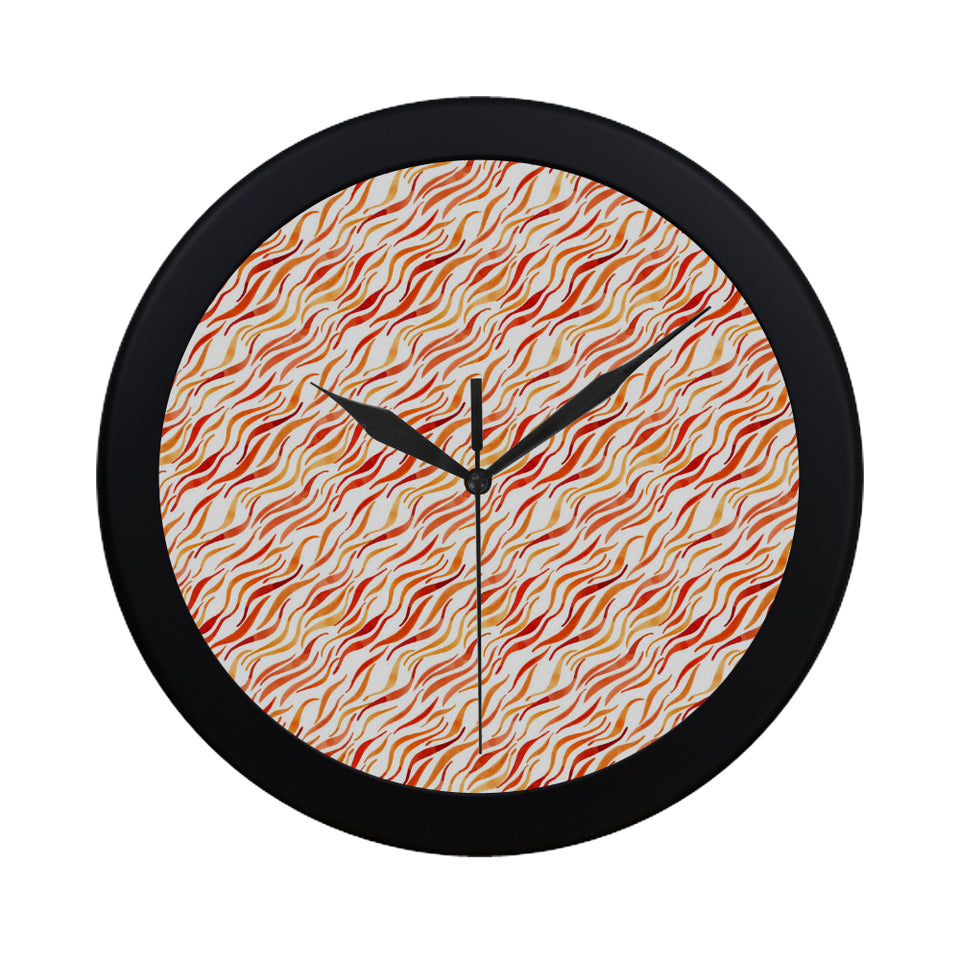 Fire flame watercolor pattern Elegant Black Wall Clock