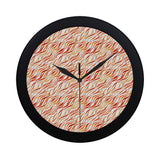 Fire flame watercolor pattern Elegant Black Wall Clock