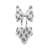 Hand drawn french fries pattern Chest Bowknot High Waisted Bikini Swimsuit