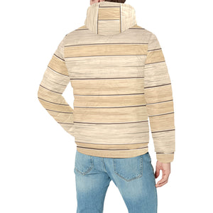 Wood Printed Pattern Print Design 01 Men's Padded Hooded Jacket
