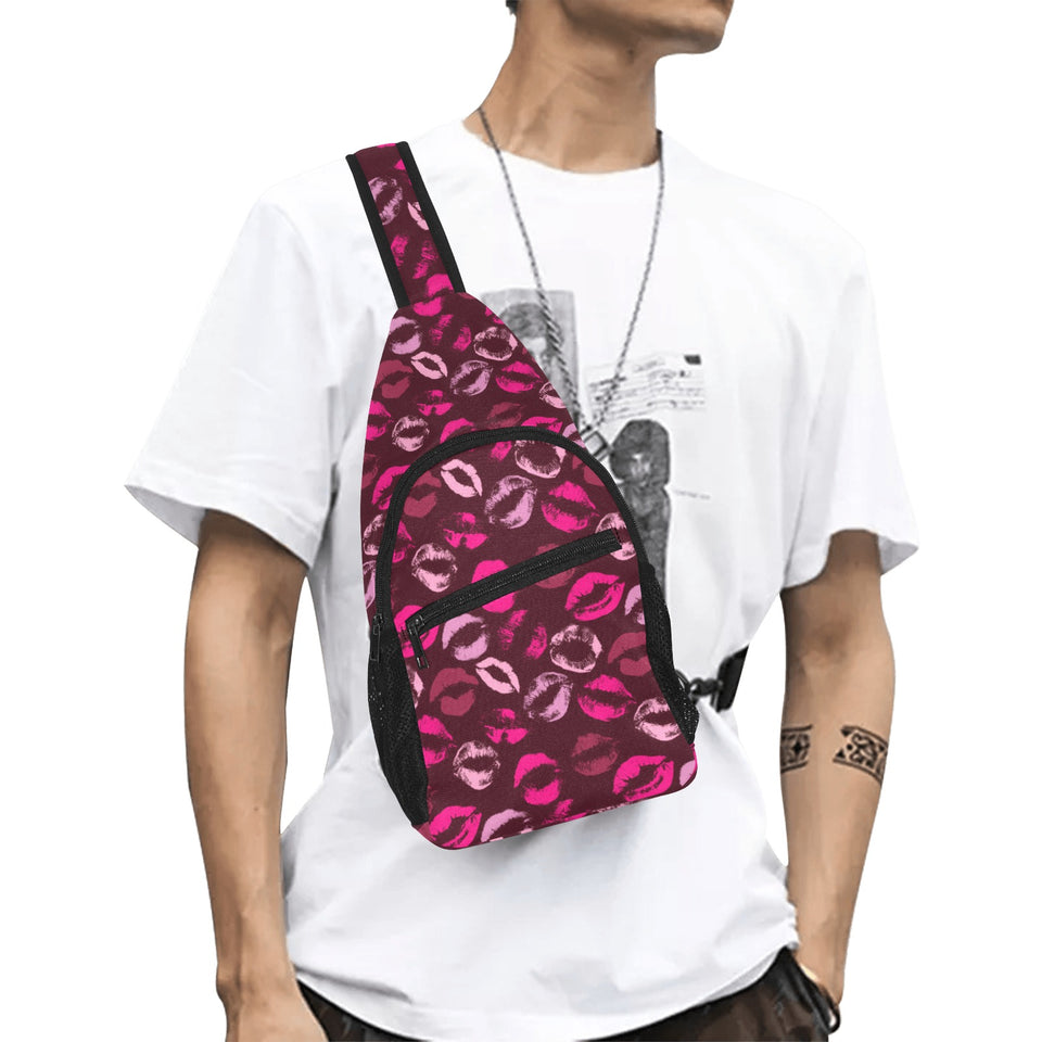 Lips Pattern Print Design 03 All Over Print Chest Bag