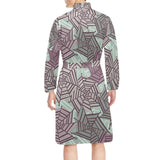 Spider web cobweb design color pattern Men's Long Sleeve Belted Night Robe