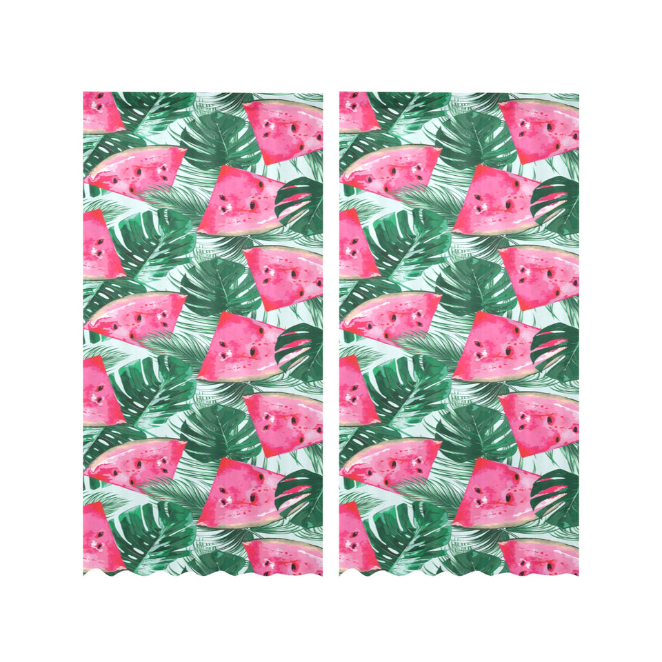 Watermelons tropical palm leaves pattern Gauze Curtain