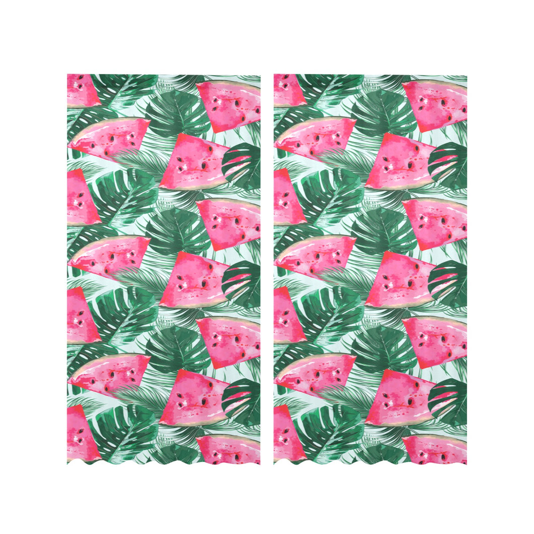 Watermelons tropical palm leaves pattern Gauze Curtain