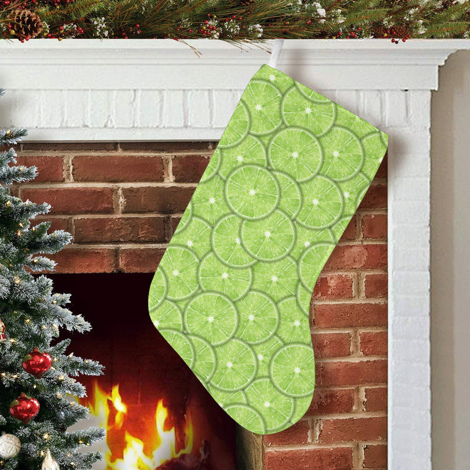 Slices of Lime pattern Christmas Stocking