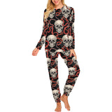 Red snake skull pattern Women's All Over Print Pajama Set