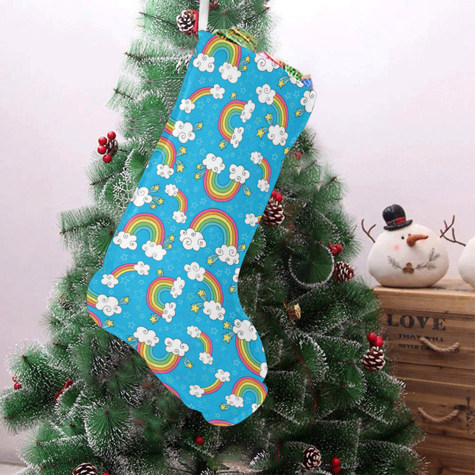 Rainbows Sky Clouds Pattern Christmas Stocking
