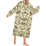 Light Green camouflage pattern Blanket Robe with Sleeves
