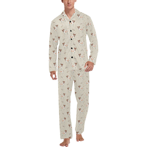 Jack Russel Pattern Print Design 02 Men's Long Pajama Set