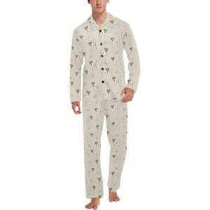 Jack Russel Pattern Print Design 02 Men's Long Pajama Set