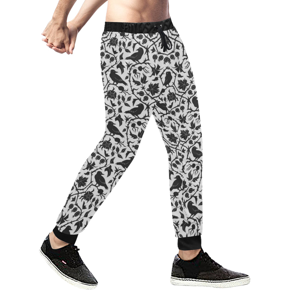 Crow dark floral pattern Unisex Casual Sweatpants