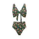 Squirrel Pattern Print Design 03 Chest Bowknot High Waisted Bikini Swimsuit