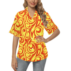 Fire flame design pattern Women's All Over Print Hawaiian Shirt