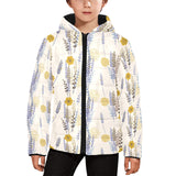Lavender modern pattern blackground Kids' Boys' Girls' Padded Hooded Jacket