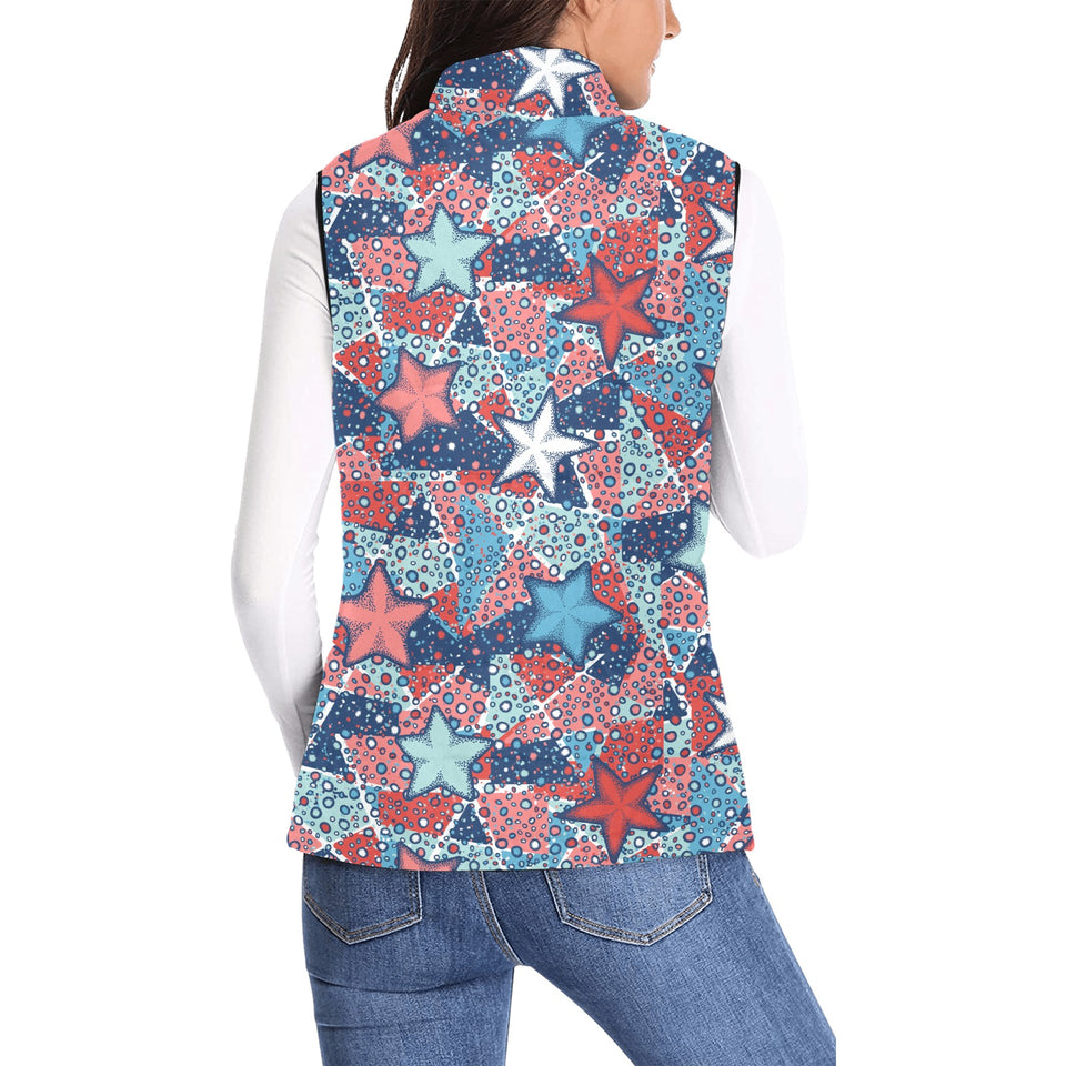 Hand drawn colorful starfish Women's Padded Vest
