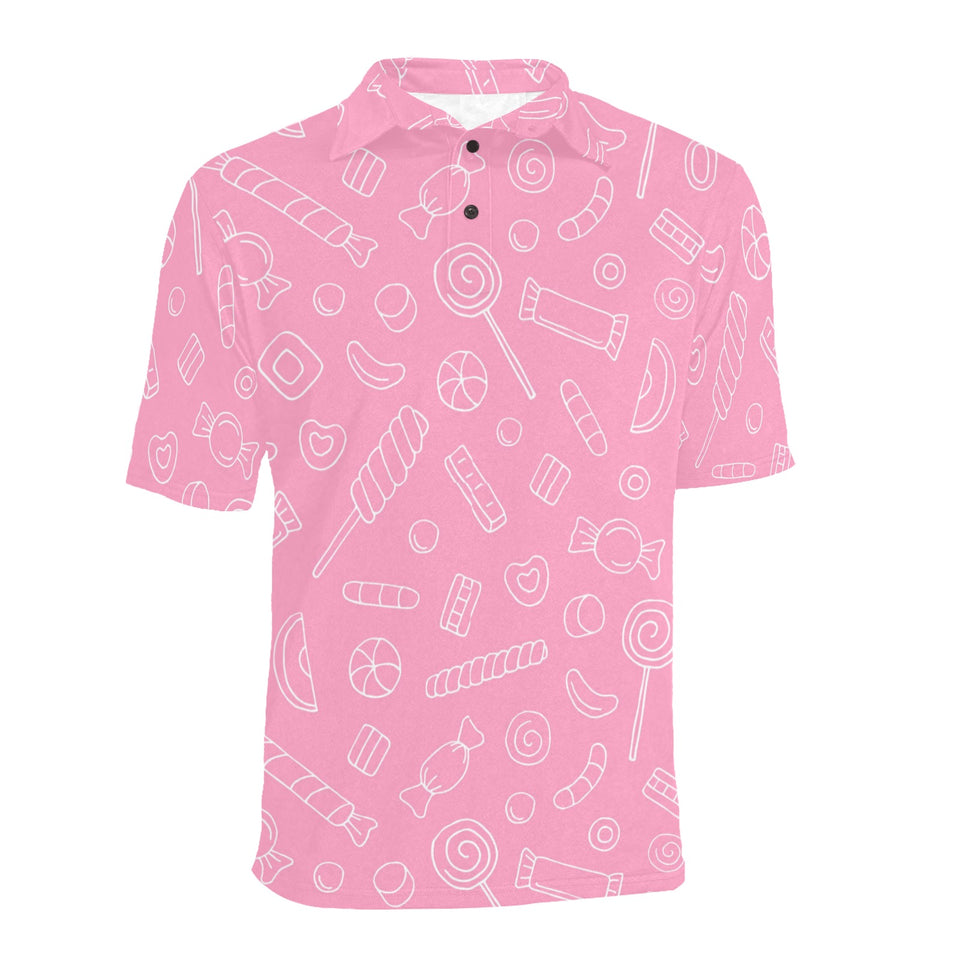 Sweet candy pink background Men's All Over Print Polo Shirt