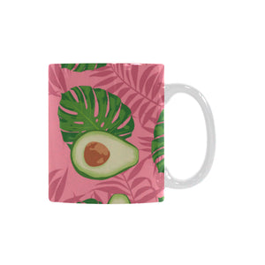 Avocado slices leaves pink back ground Classical White Mug (Fulfilled In US)