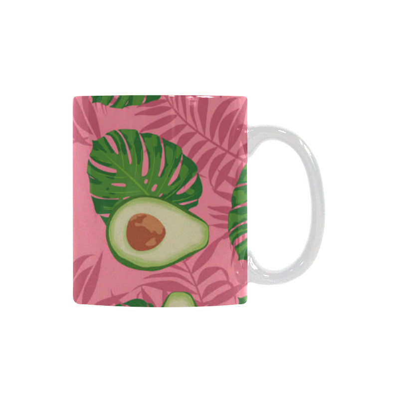 Avocado slices leaves pink back ground Classical White Mug (Fulfilled In US)