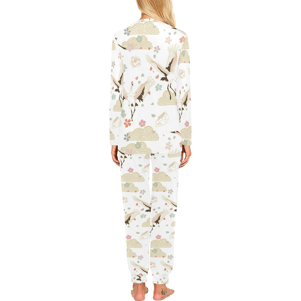 Beautiful Japanese cranes pattern Women's All Over Print Pajama Set