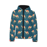 Camel pattern blue blackground Kids' Boys' Girls' Padded Hooded Jacket