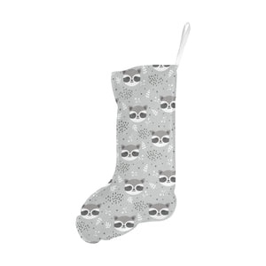 Cute raccoons leaves dot Christmas Stocking
