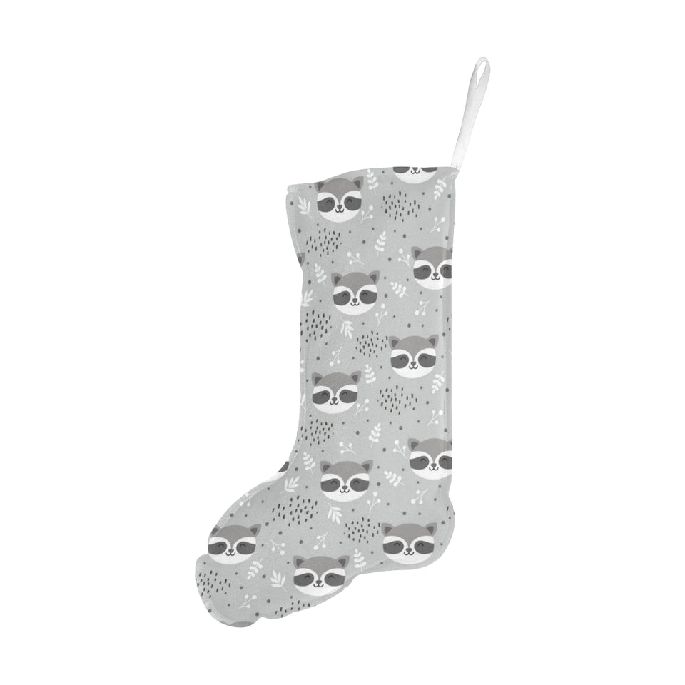 Cute raccoons leaves dot Christmas Stocking