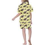 Ostrich Pattern Print Design 04 Kids' Boys' Girls' V-Neck Short Pajama Set