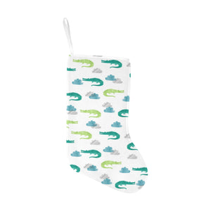 watercolor crocodile pattern Christmas Stocking