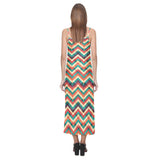 zigzag  chevron colorful pattern V-Neck Open Fork Long Dress