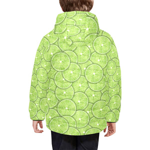 Slices of Lime pattern Kids' Boys' Girls' Padded Hooded Jacket