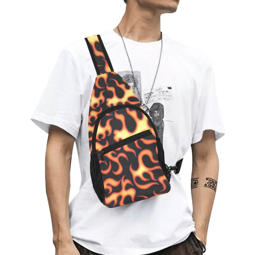 Fire flame dark pattern All Over Print Chest Bag